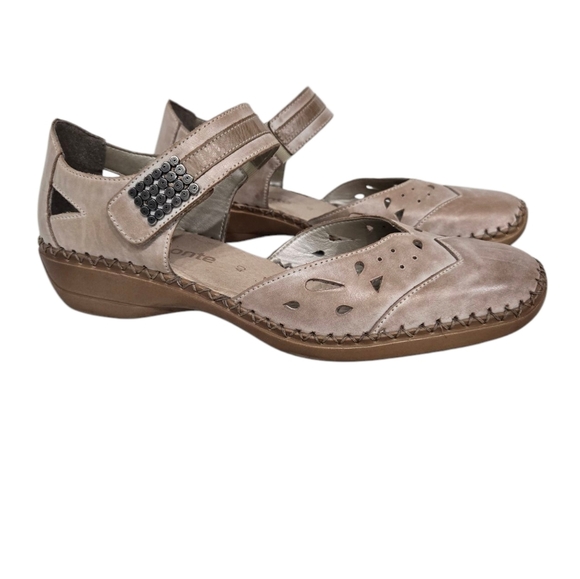 Remonte Tan Laser Cut Leather Square Toe Mary Jane Flats 8.5 - Picture 1 of 9